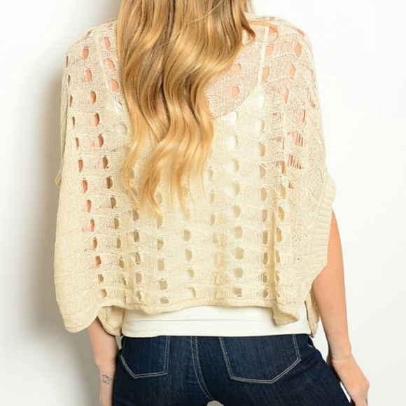 Cream Open Knit Sweater NWT - Picture 3 of 3